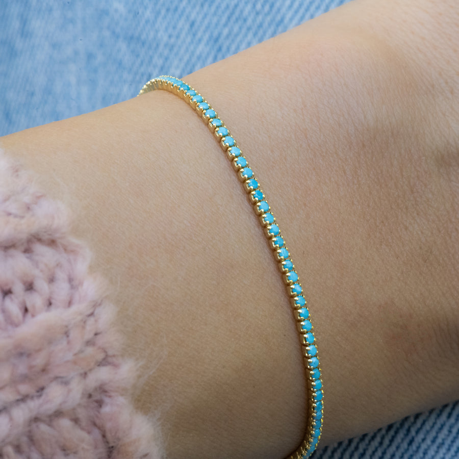 dainty turquoise tennis bracelet
