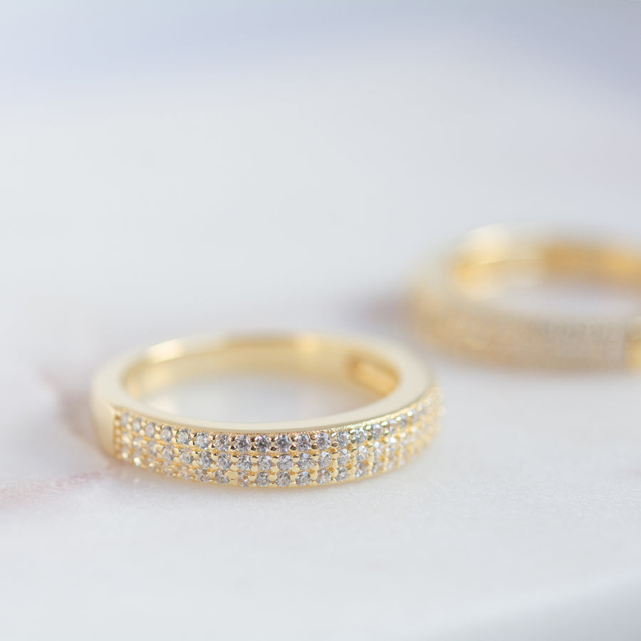 gold pave diamond ring