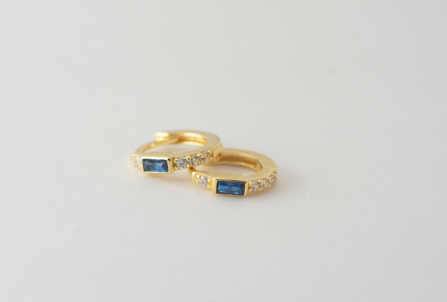 sapphire blue small hoop earrings