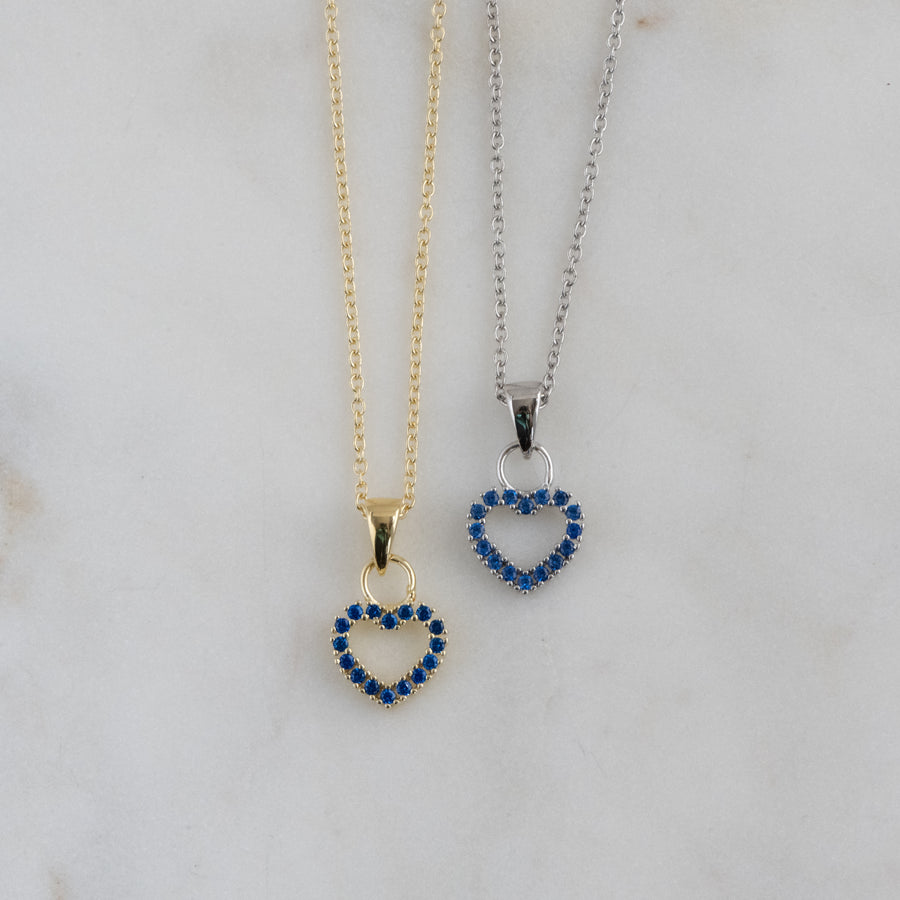 sterling silver sapphire heart necklace