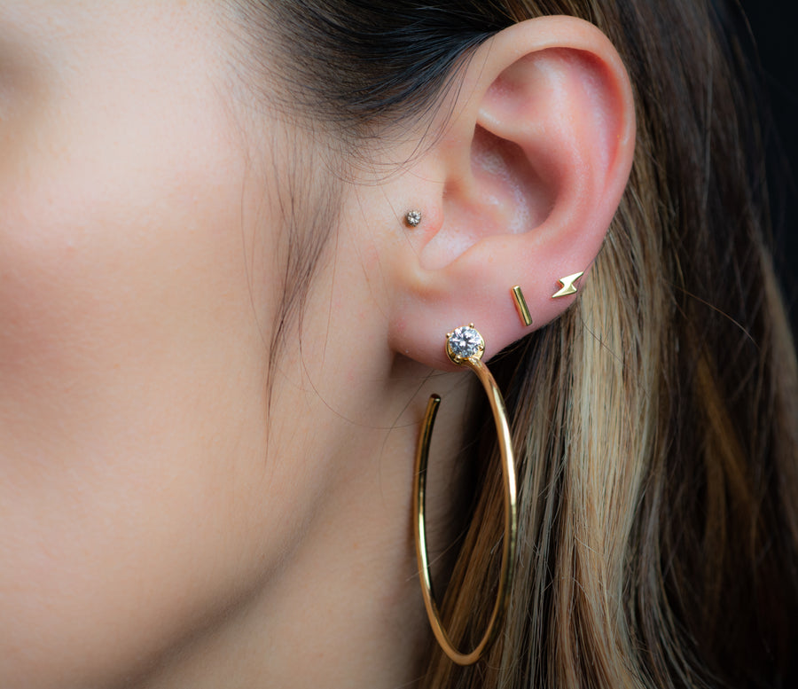 gold plain bar stud earrings