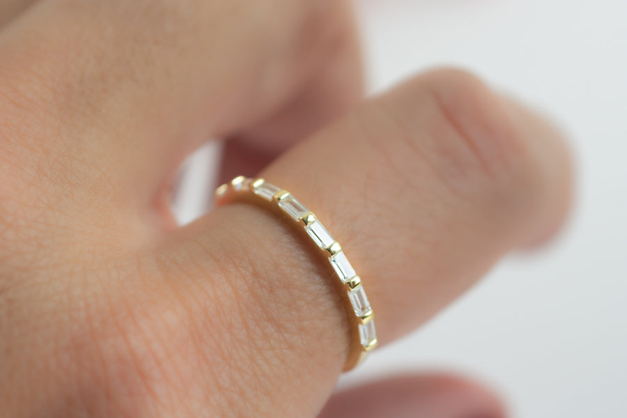 gold baguette minimalist ring