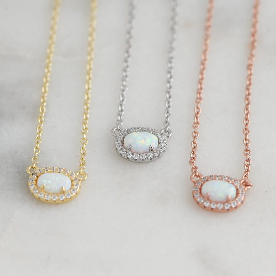 minimalist layering opal necklaces