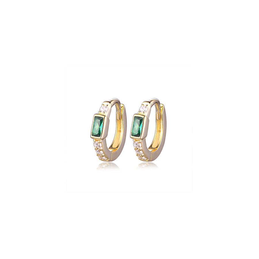 Emerald Baguette Huggie Earring