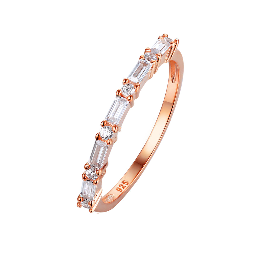 dainty simple baguette rose gold ring