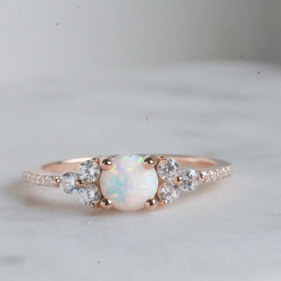 rose gold opal diamond stacking ring