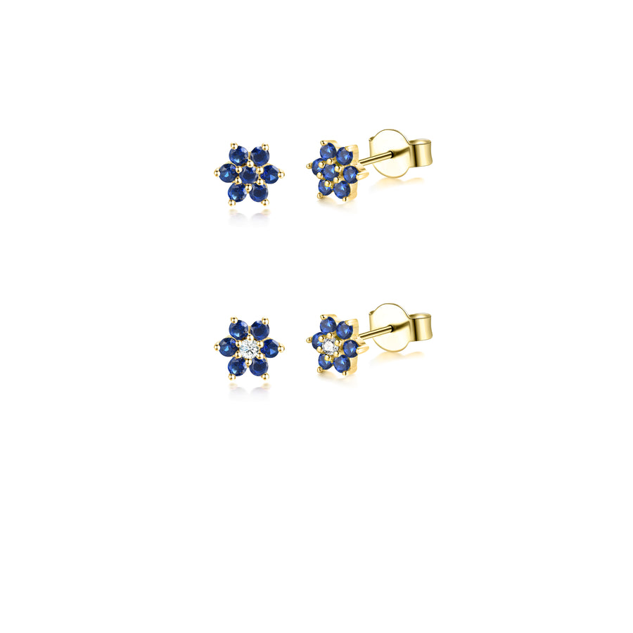 sapphire flower stud earrings
