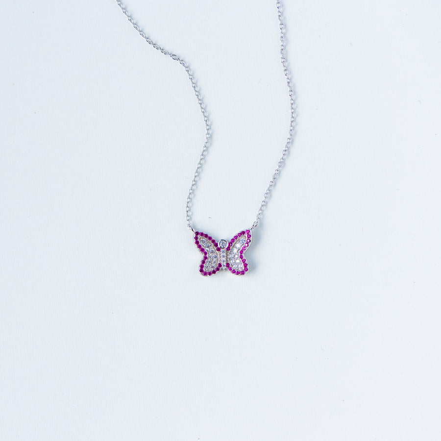 sterling silver ruby butterfly necklace