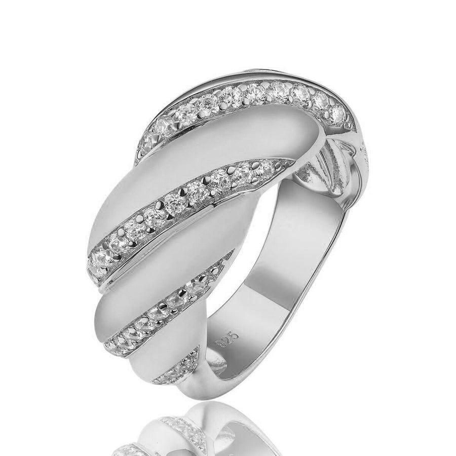 silver diamond croissant ring