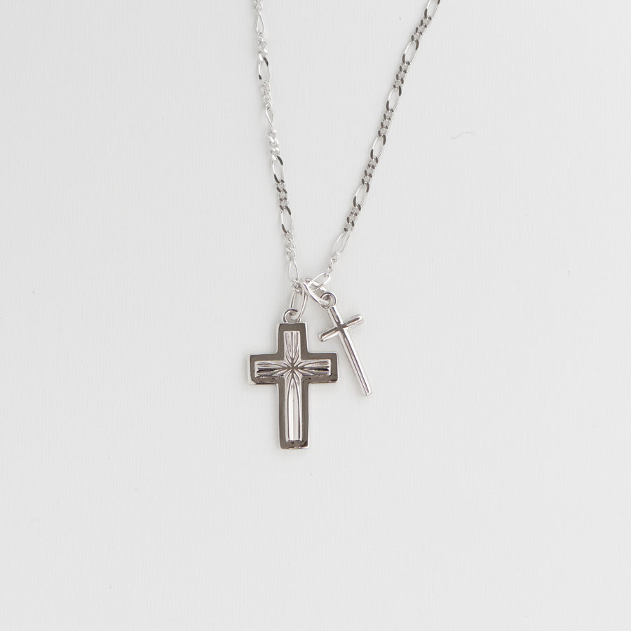 silver cross charm necklace 