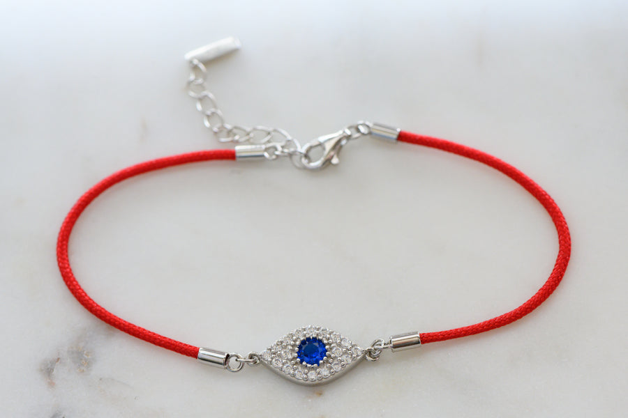 silver evil eye red string bracelet 