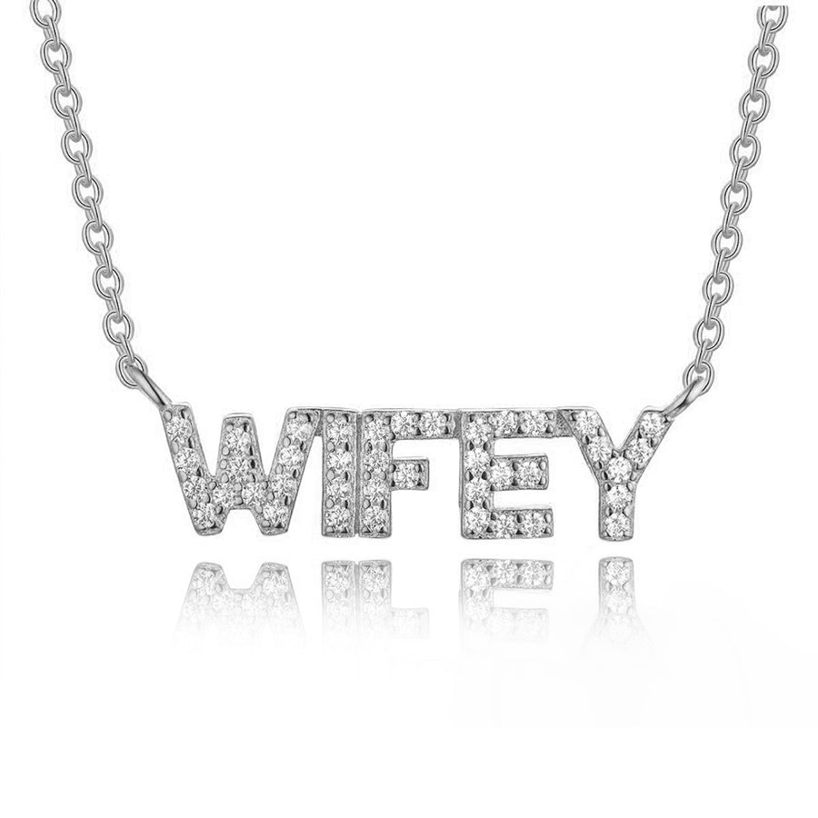 silver wifey necklace