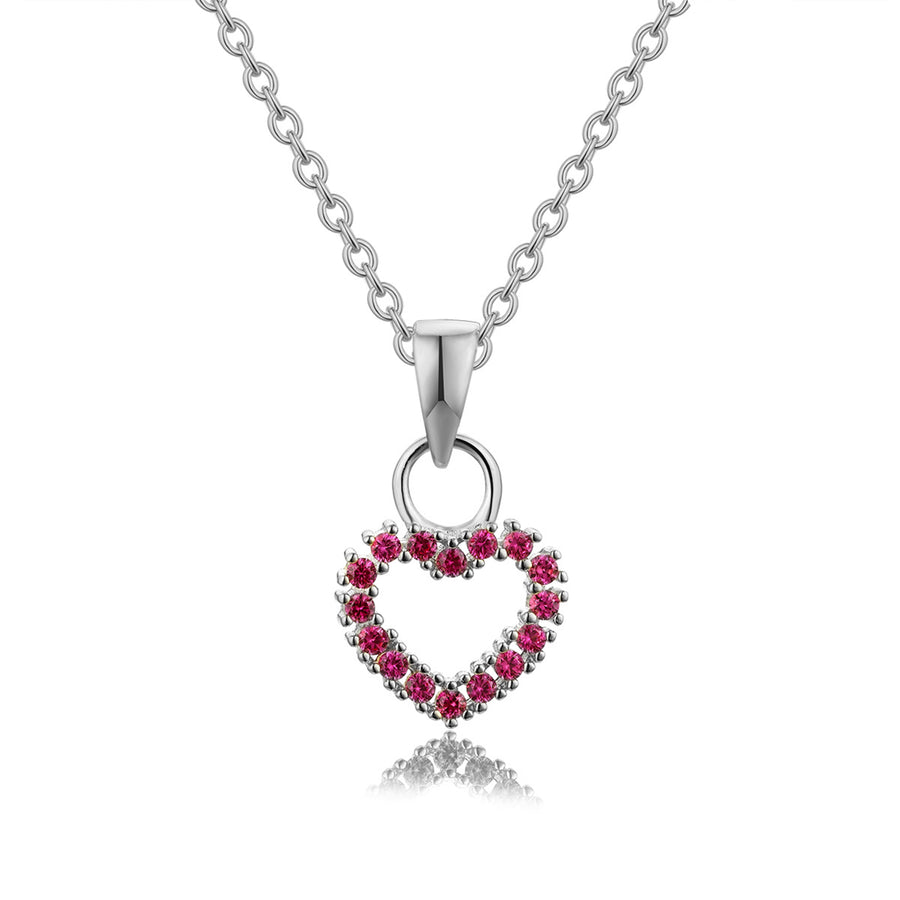 sterling silver ruby heart necklace