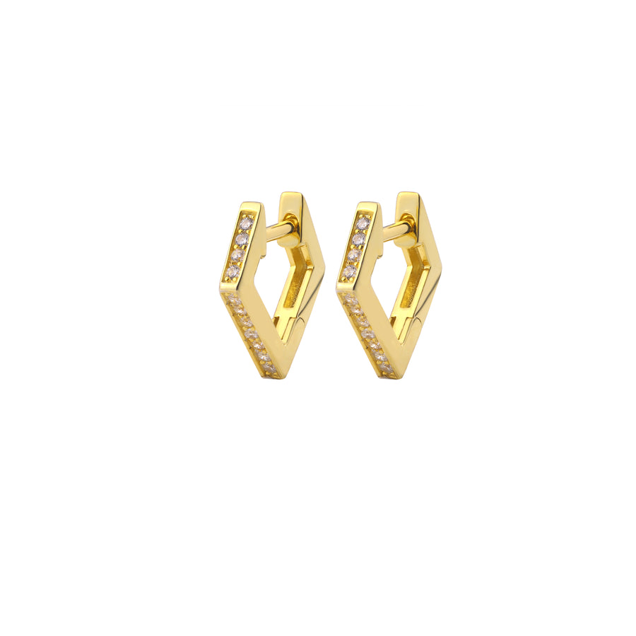Pair of gold CZ small hoop earrings