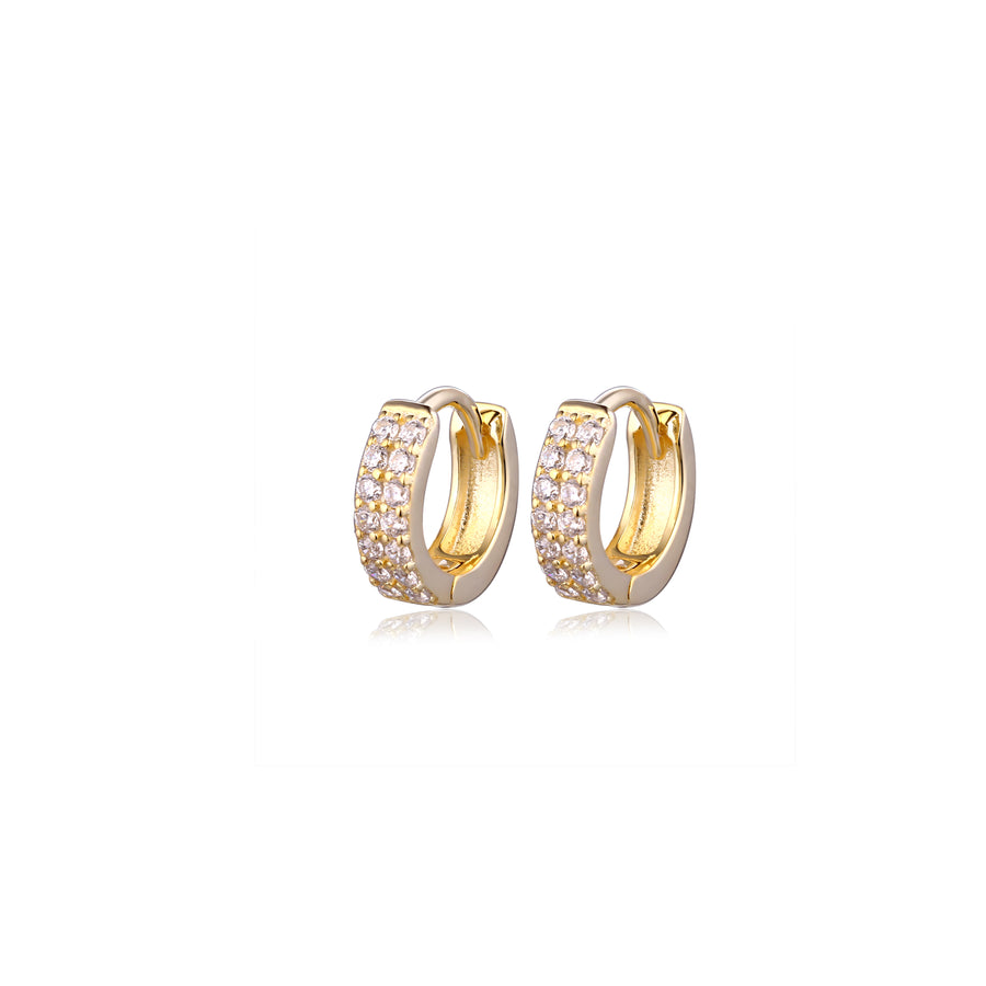 pair of small gold cz pave hoop earrings