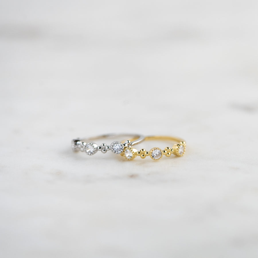 silver gold stacking diamond ring