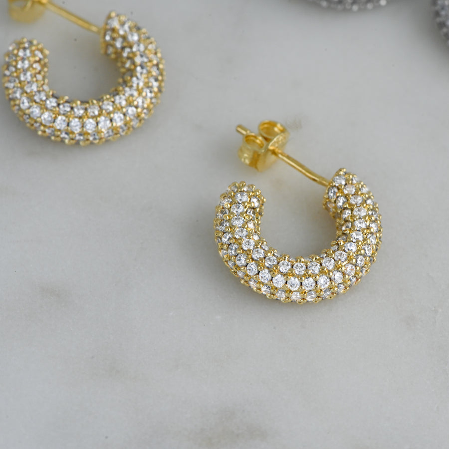 chunky gold diamond hoop earrings