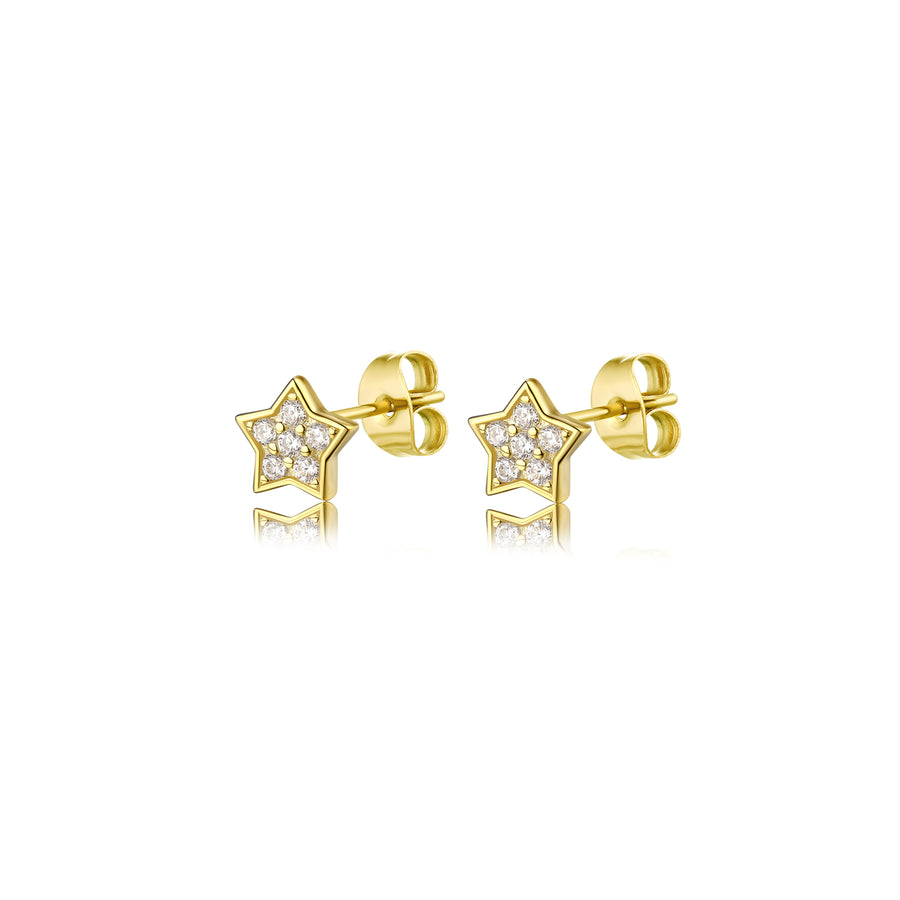 tiny cubic zirconia star stud earrings