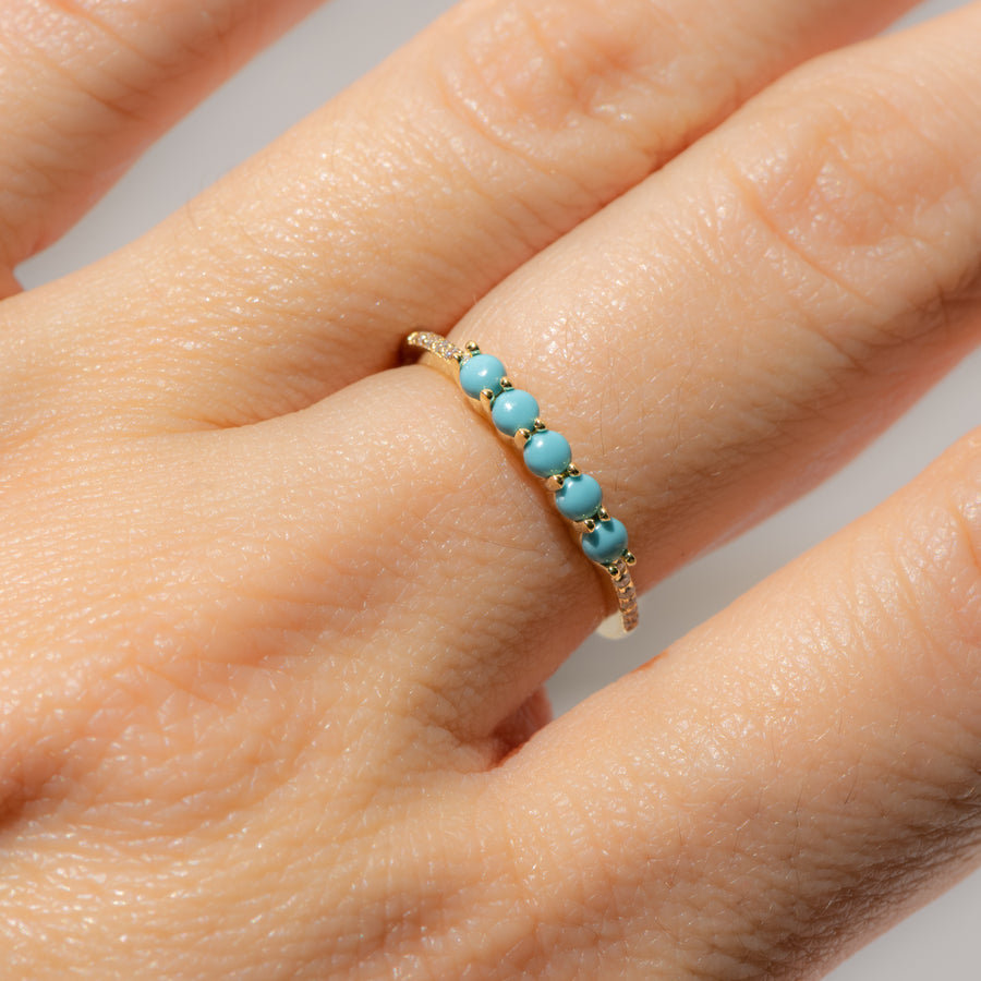turquoise dainty stacking gold ring