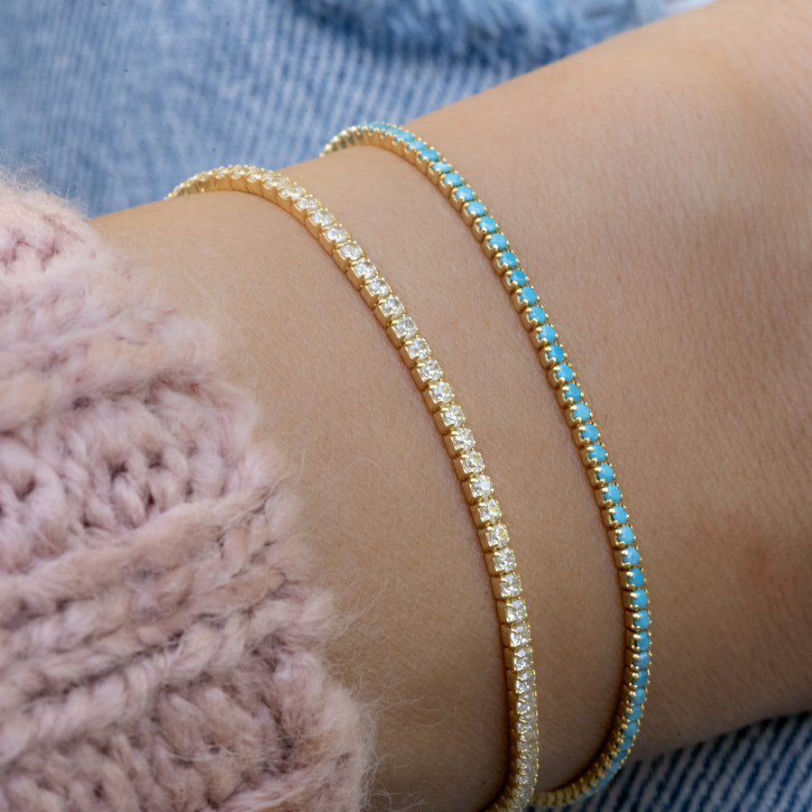 white cz and turquoise tennis bracelets