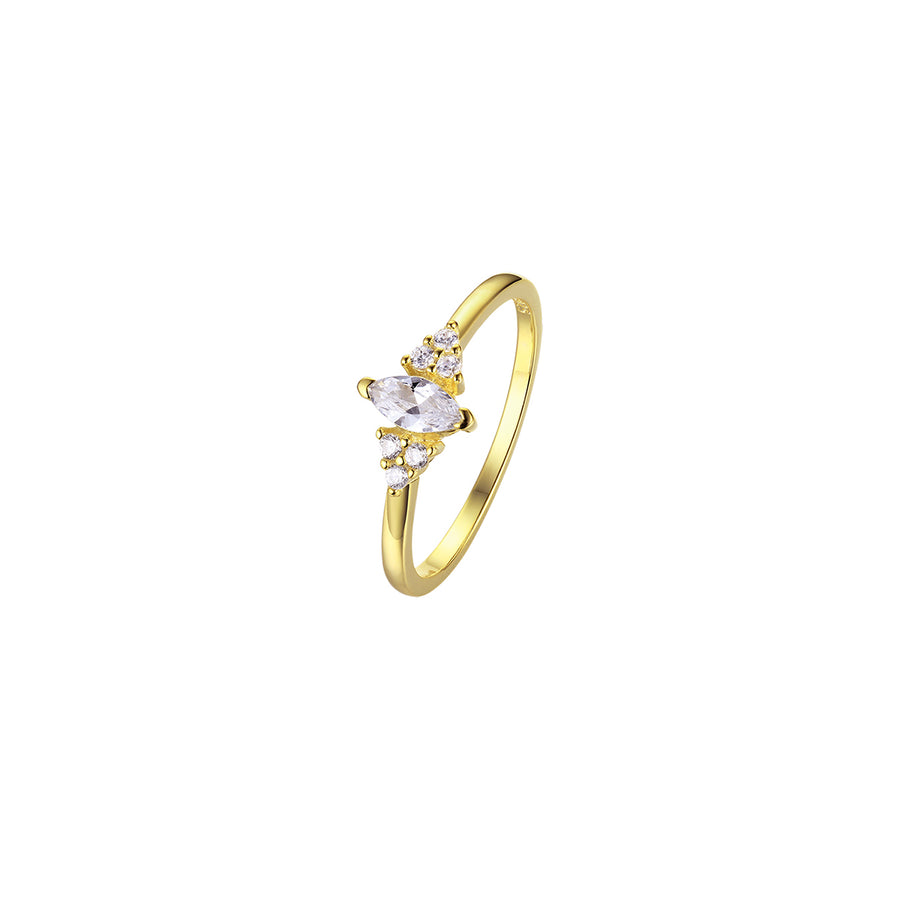 gold dainty white cz marquise ring